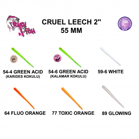 Crazy Fish Cruel Leech 5.5 Cm Silikon Yem